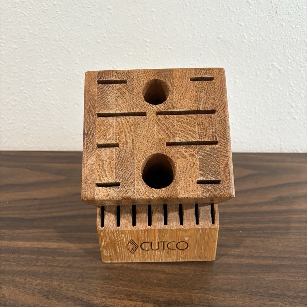 Cutco 1748 Homemaker 18 Slot Knife Block 8 Steak Slots Honey Oak Wood USA Made